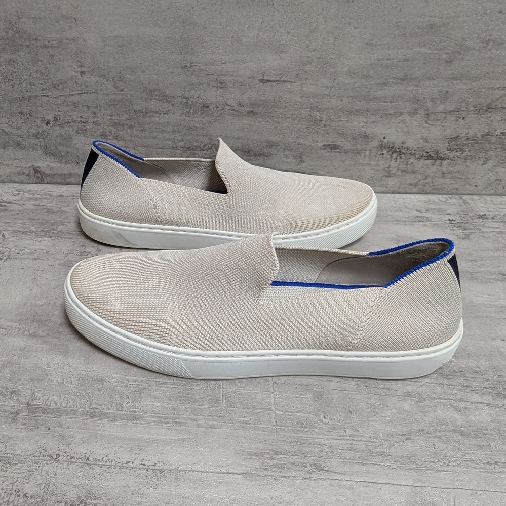 Rothy's The Slip on Sand Knit Sneaker Fabric Low Top Lifestyle Size 8 Tan